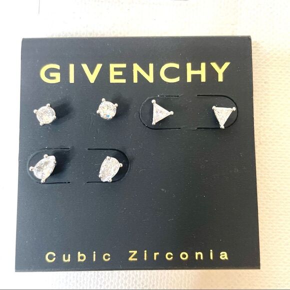 Givenchy Silver Tone Earring Set NWT - Picture 1 of 3